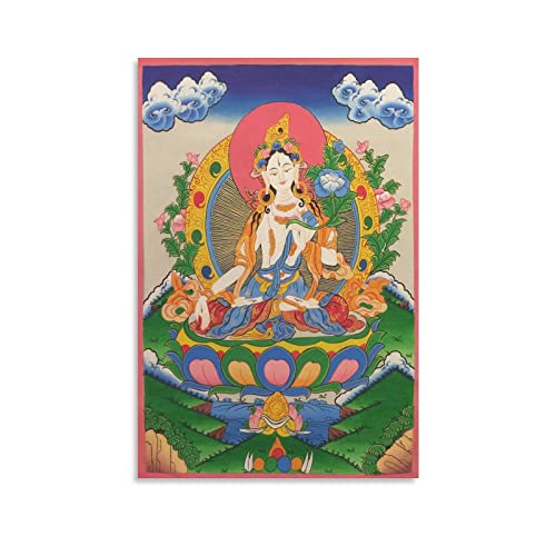 Weiße Tara Buddhismus Religion Meditationsposter Buddha Bodhisattva Leinwandbild Kunstdruck Moderne Familie Schlafzimmer Dekor Poster 30 x 45 cm von QINGYUAN