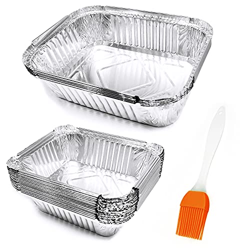 Aluschalen Alu Grillschalen 30 Stück Einweg Alu Tropfschalen mit Silikonbürsten für Backen, Braten, Kochen(25x400ml, 5x900ml) von QIQN