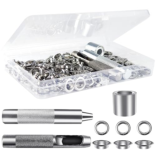 Grommet Werkzeug Kit Tülle Ösen Scheiben Set 10mm Planenösen Schlagösen für DIY Stoff Leder Planen Markisen Zelte Tasche Vorhänge Schuhe Kleidung 100Sätze (18mm) von QIQN