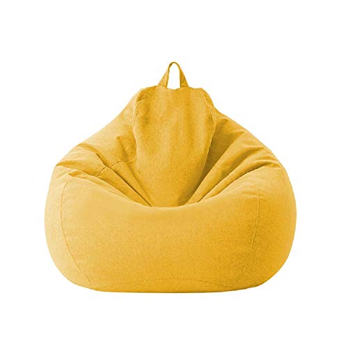 QIROG Bohnenbeutel abdecken Lazy-Sofa-Sessel Beatpack-Schutzhülle Sack für Erwachsene und Kinder japanische Tatami-Stoff Wohnkultur-Yellow_100X120cm von QIROG