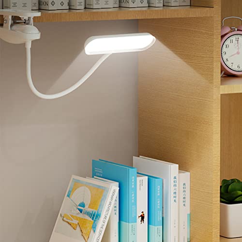 QJUZO Klemmleuchte Leselampe Kinder Bett, LED Dimmbar Leselampe Buch Klemme USB Aufladbar Schreibtischlampe Weiß Schwanenhals lampe, 3000K~6000K, Touch Buchlampe von QJUZO