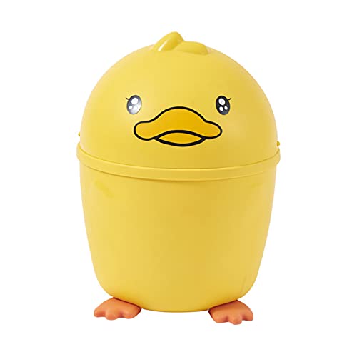 QKFON Mini-Mülleimer mit niedlichem Cartoon-Motiv, kleine gelbe Ente, kreativer Mülleimer für den Haushalt, Büro, Schlafzimmer von QKFON