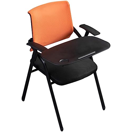 Klappstuhl Klappstühle Bulk Büro Einzelner nützlicher Sessel, Trainingsinstitution Klappstuhl, ergonomischer kommerzieller Stuhl, mit extra großer Schreibtafel (Farbe: Orange, Größe: 49 x 57 x 86 cm) von QMBHOZ