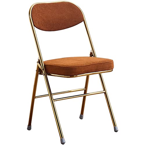 Klappstuhl Klappstuhl Küche Gepolstert Retro Büro Handelsstuhl, Bequemer Cord Klappstuhl, Ergonomischer Design Ereignisstuhl, Fürs Büro (Color : Brown, S : 46 * 42 * 80cm) von QMBHOZ