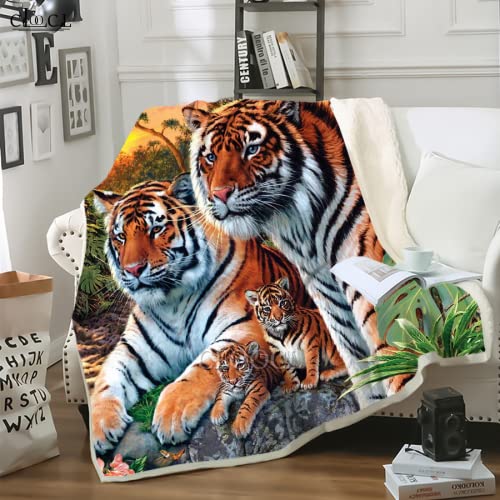 Tiger Kuscheldecke 200x200 cm Flauschige Wohndecke für Sofa Couch Bett, Weiche Warme Flanell Fleecedecke als Tagesdecke Sofaüberwurf Wolldecke oder Couchdecke von QNDYH