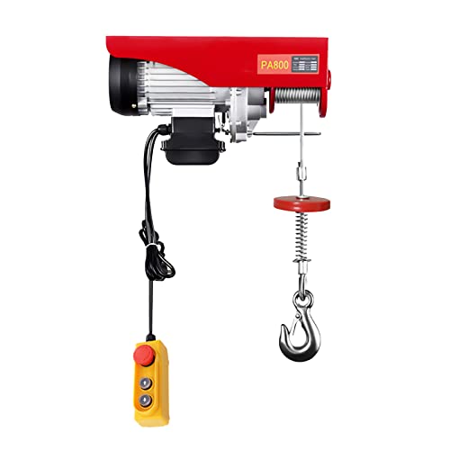 QRANSEUYXY Electric Hoist, 1300W 220V Elektrische Seilzug Motorwinde Lastenaufzug mit Notausschalter Kabelfernbedienung von QRANSEUYXY