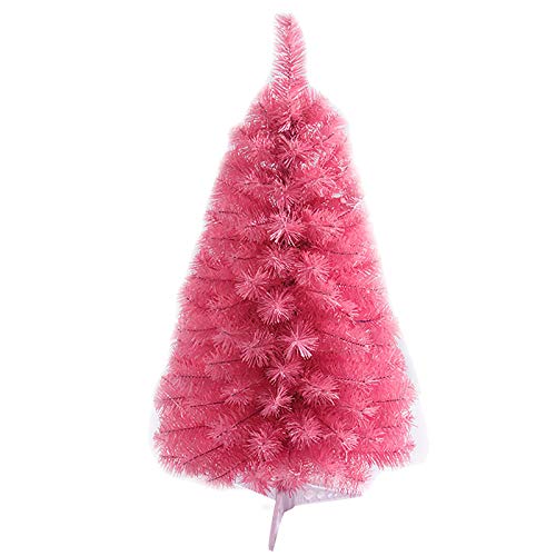 QTQHOME Leicht Tischplatte Christbaum Mit Stand Für Small Place Urlaubsdekoration,PVC Tannenbaum,Kleiner Weihnachtsbaum,Bunten Künstlicher Weihnachtsbaum-Rosa 90cm/3ft von QTQHOME