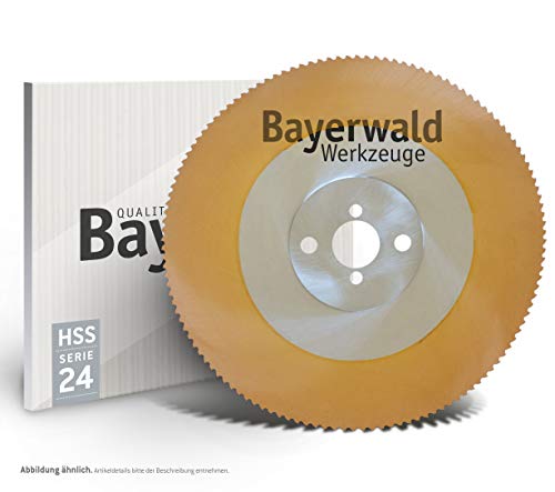 Bayerwald - HSS PVD Gold Kreissägeblatt - Ø 250 mm x 2 mm x 32 mm | Bogenwechselzahn (200 Zähne / T4) | Nebenlöcher: 2/8,5/45 + 4/9/50 + 2/12/64 | PVD-Beschichtung, ideal für Stahl- & Edelstahl von QUALITÄT AUS DEUTSCHLAND Bayerwald Werkzeuge