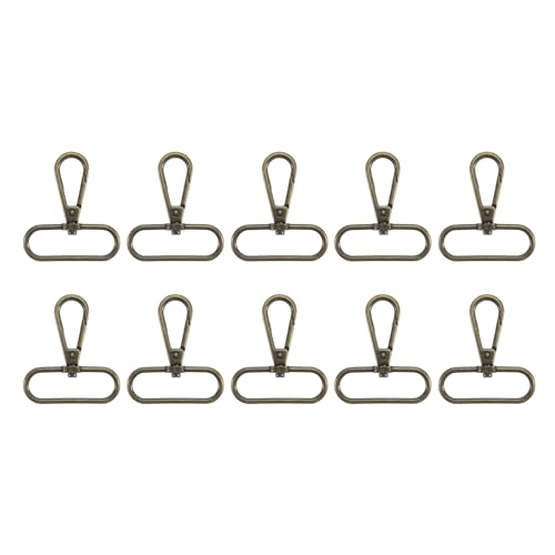 QUARKZMAN 10 Stück Schwenk-Karabinerhaken, 1,5 Zoll ovale Ring-Karabinerhaken aus Metall mit Druckverschluss für die Herstellung von Geldbörsen, Schlüsselanhängern, Gürtelriemen, Messing von QUARKZMAN
