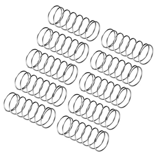 QUARKZMAN Kleine Druckfeder x 10 Stück Federstahl Zugfeder für Haushaltsanwendungen, [Silberton, 1,2mm Drahtdurchmesser, 20mm Außendurchmesser, 50mm freie Länge] von QUARKZMAN