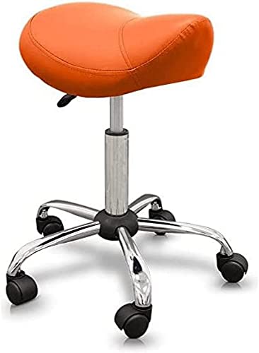 QUIRUMED Pony-Hocker, ergonomisch, mit Stahlgestell, Farbe Orange, Kunstlederpolsterung, höhenverstellbar, gepolsterter Sitz, drehbare Räder, bis 150 kg von Quirumed