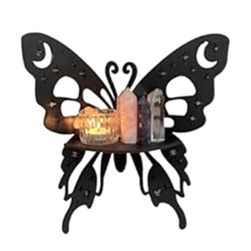 QUR 1 x Schmetterlings-Ausstellungsregal, Holz, schwebendes Regal, Wand-Eckregal, stilvolles Eckregal, Schmetterlings-Eckregal von QUR