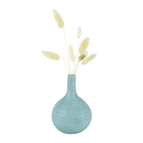 QUVIO Vase für Trockenblumen - Vasen - Klassische oder Retro Blumenvase - Wohnaccessoires für Blumen und Sträuße - Dekoratives Zubehör - Keramik - 10 x 14 cm (dxh) - Hellblau von QUVIO