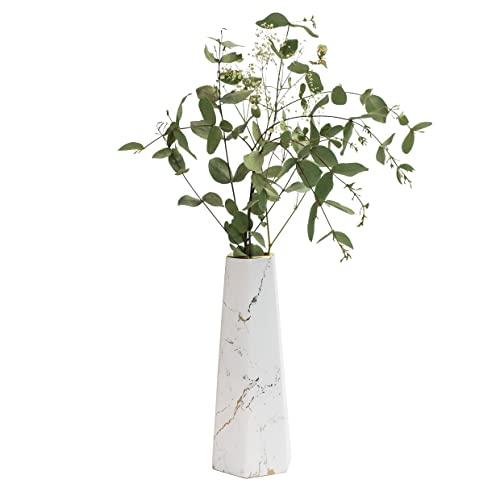 QUVIO Vase für Trockenblumen - Vasen - Vase aus Keramik - Landhausblumenvase - Wohnaccessoires für Blumen und Sträuße - L - 11 x 11 x 29 cm (LxBxH) - Weiß von QUVIO