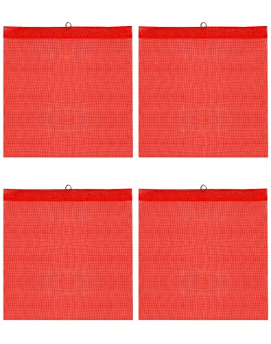 QWORK 4 Stück Sicherheitsflagge mit Drahtschlaufe, 45,7 x 45,7 cm, Warnflaggen, Netz-Sicherheitsflagge, Vinylbeschichtete Nylon-Mesh-Konstruktion für LKW und Fußgängerübergänge von QWORK