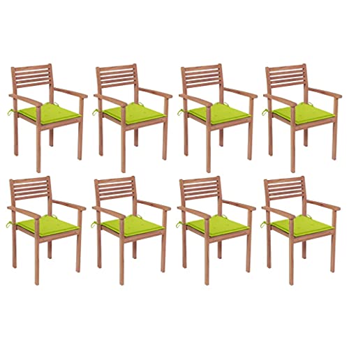 QZZCED Terrassenstühle Gartenmöbel Balkonstühle Outdoor-Stühle Stapelbare Gartenstühle mit Kissen 8 STK. Massivholz Teak für Terrasse, Garten, Balkon von QZZCED