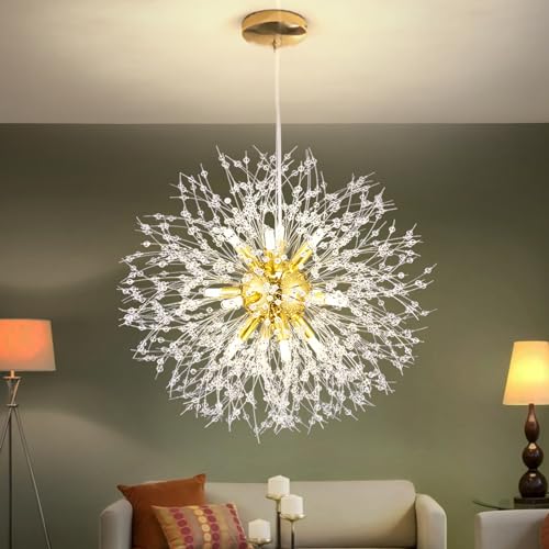 Qamra Kronleuchter, 12Lichter Mordern Kronleuchter, Gold Kronleuchter Lampen, Kristall Pendelleuchte, Hängelampe für Wohnzimmer Schlafzimmer Esszimmer von Qamra