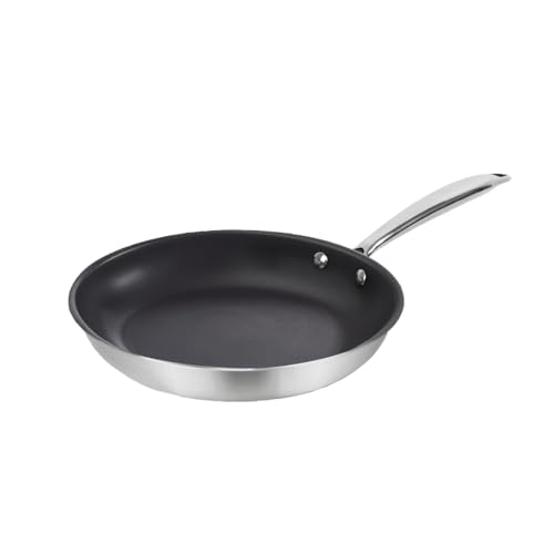 Qdesign - Dreischichtige Pfanne - Edelstahl mit Antihaftbeschichtung - Induktionsboden - Gesundes Kochen und Einfache Reinigung - 28 cm - Silberfarben von Qdesign