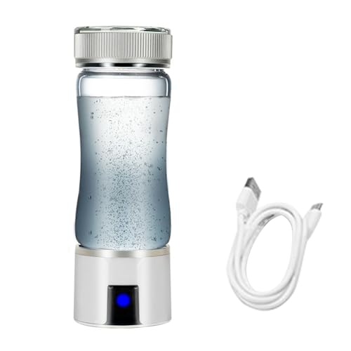 Qiebenav Molekulare Wasserstoff-Wasserflasche für Reisen, 300 ml, reichhaltiger tragbarer Glasgenerator, gesunder Trinkbecher, Geburtstag Weiß von Qiebenav