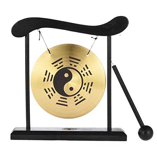 Qikam Desktop Gong - Japanische Gong Percussion Instrumente - Feng Shui Meditation Schreibtischglocke - Yin-Yang Dekor für Zuhause, Bürodekoration von Qikam