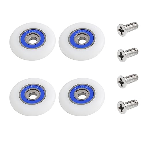 Qikuver 29mm Duschtürrollen, 4 Stück Duschtürrollen Duschkabine Rollen, Ersatzteile Duschkabinen Duschtür Schiebetür Ersatzrollen für Duschkabinentür, Obere und Untere Ersatzteile (29MM) von Qikuver