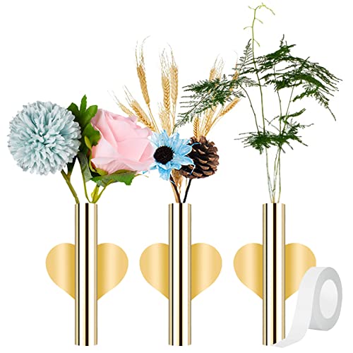 Qixuer Wandblumenvase, 3 Stück Magische Vase Metallvasen Sticky Vase Kühlschrank Vase Wiederverwendbare Vase Abnehmbare Vase Wand Wanddekoration Vase für Hochzeit Party Büro Heimdekoration Punch Free von Qixuer