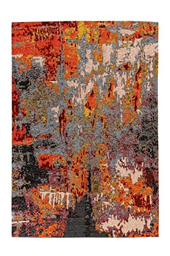 Qiyano Kurzflor - dünner Teppich Patchwork Blumen Zickzack Muster, bunt, modern, pflegeleicht - Wohnzimmer, Schlafzimmer, Esszimmer, Flur - Farbe: Rot, Schwarz, Orange, Beige, Größe: 80 x 150 cm von Qiyano