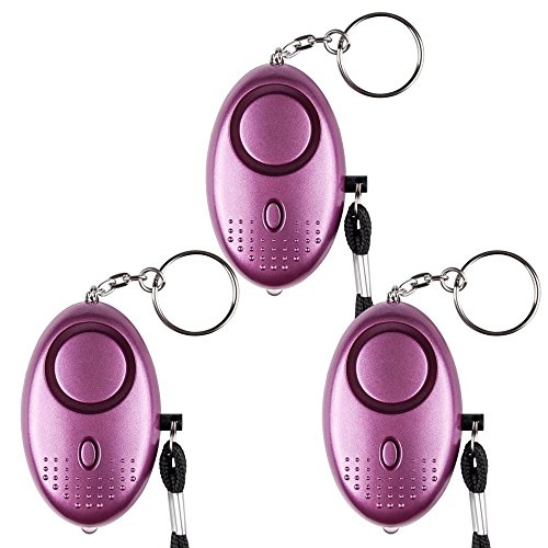 Notfall Persönlicher Alarm [3er Pack] Qoosea Scream Safesound Alarm 140dB LED Taschenlampe für Kinder/Frauen/Senioren/Student Self Defense Schutz Gesichert (Lila) von Qoosea