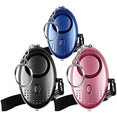 Notfall Persönlicher Alarm Qoosea Scream Safesound Alarm 140dB LED Taschenlampe für Kinder/Frauen/Senioren/Student Self Defense Schutz Gesichert (Schwarz + Blau + Rosa) von Qoosea