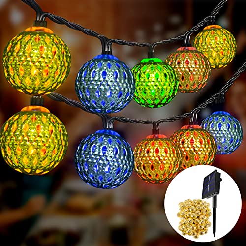 Qoosea Solar Lichterkette 50 LED Lichterkette im Marokkanischen Stil lichterkette Aussen 23ft 8 Modi Wasserdicht Lichterkette Außen Innen für Garten Zäune Weihnachten Hochzeit von Qoosea