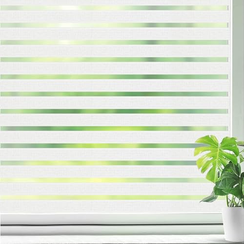 Qualsen Fensterfolie Blickdicht Fensterfolie Selbsthaftend Blickdicht Sichtschutzfolie Fenster Milchglasfolie Klebefolie Fenster Fensterfolie Sichtschutz Folie Anti-UV(30 x 200 cm, Frosted Stripe) von Qualsen