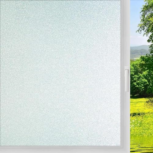 Qualsen Fensterfolie Blickdicht Sichtschutzfolie Fenster Milchglasfolie Fensterfolie Selbsthaftend Blickdicht Klebefolie Fenster Fensterfolie Sichtschutz Anti-UV Folie (90cm x 200cm) von Qualsen