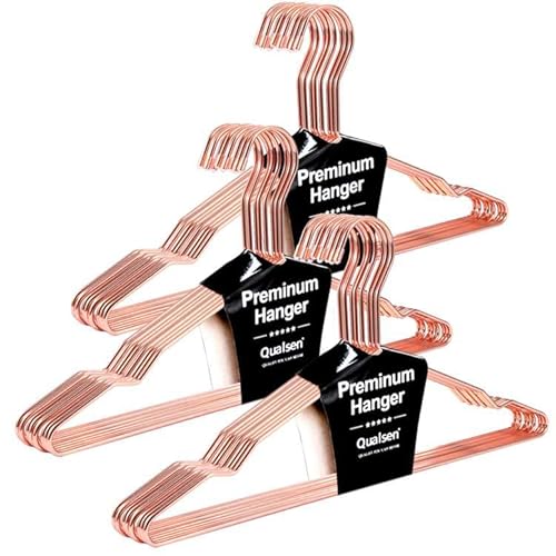 Kleiderbügel Metall,Qualsen 30 Stück kleiderstange,42 cm Roségold Platzsparende Kleiderbügel Edelstahl Kleiderbügel Draht,Clothes Hanger von Qualsen