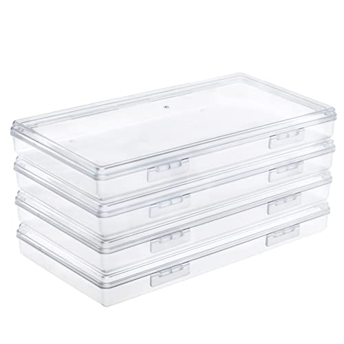 Qualsen 4 Stück Rechteckige Leere Kunststoff-Aufbewahrungsbehälter,Aufbewahrungsbox mit Deckel,Plastikbox Klein für Kleinteile,Jewerlry-Ergebnisse,Bastelsachen(19.5 x 10.5 x 2.3 cm) von Qualsen