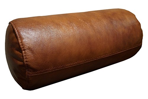 Quattro Meble Antic Braun Echt Leder Nackenrolle Nackenkissen Lederkissen Sofa Dekokissen Rindsleder Kissen Kopfstützen Kopfkissen Durchmesser-15cm (50 x D-15) von Quattro Meble