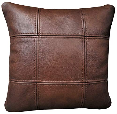 Quattro Meble Braunes Echtleder Granada Cognac Kissen Sofa Stuhl Sessel Dekokissen Zierkissen Echtleder Rückenkissen Rindsleder Echt Leder Modell 18EL (40 x 60 cm) von Quattro Meble