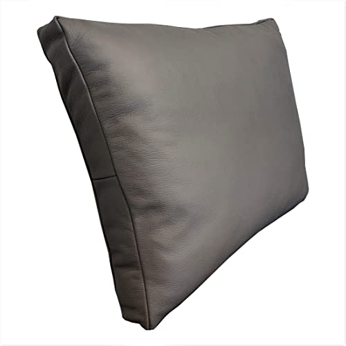 Quattro Meble Graues Anthrazite Echt Leder Kissen Sofa & Stuhl Deko Kissen Echtleder Rückenkissen Rindsleder - Volleder Leder Zierkissen Lederkissen Modell P&Z (50 x 50 cm) von Quattro Meble