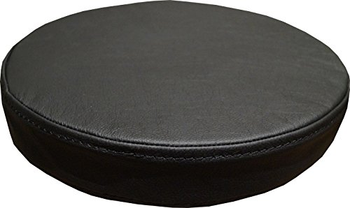 Quattro Meble Runde Schwarz Echtleder Sitzkissen Lederkissen Sitzpolster fur Barstuhl Barhocker Sessel Stuhle Bank doppelt genähtes Echt Leder Kissen Sitzauflage Auflage (Durchmesser 32 cm) von Quattro Meble