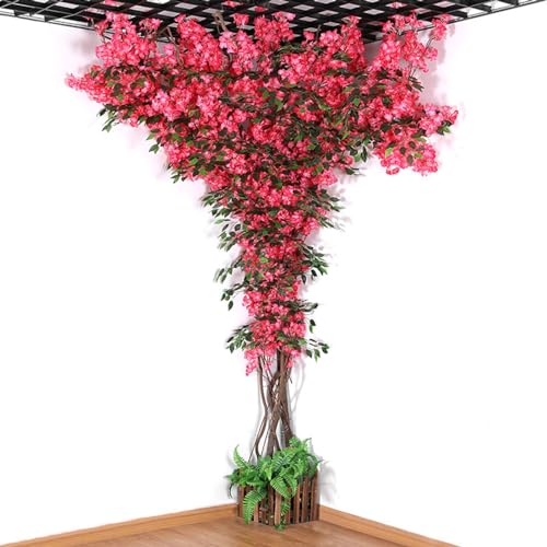 Quepiem 3 x 3 m handgefertigter DIY-Kirschblütenbaum, künstliche Rankenblumen – modische Weihnachtshochzeitsdekoration für Gartenzaun – Familienfeiern(J) von Quepiem