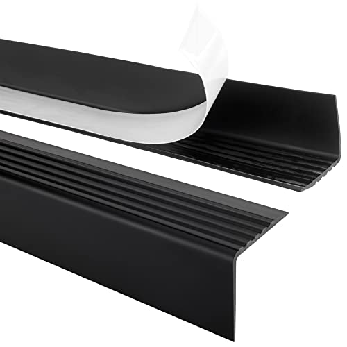 Quest Treppenkantenprofil Selbstklebend PVC Kunststoff Treppen-Kantenschutz 50x42mm, schwarz, 180cm von Quest