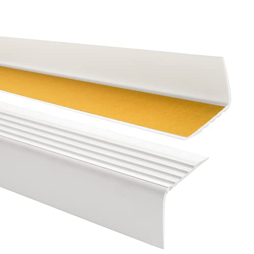 Quest Treppenkantenprofil Selbstklebend PVC Kunststoff Treppen-Kantenschutz 50x42mm, weiß, 80cm von Quest
