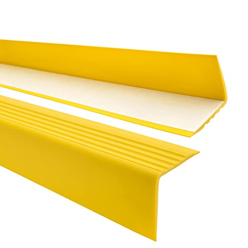 Quest Treppenkantenprofil Selbstklebend PVC Kunststoff Treppen-Kantenschutz 50x42mm, gelb, 110cm von Quest