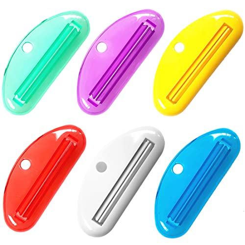 Quesuc 6 Pack Badezimmer-Zahnpastatube Quetschspender Zahnpastaclips (Grün, Weiß, Blau, Gelb, Rot, Lila) von Quesuc