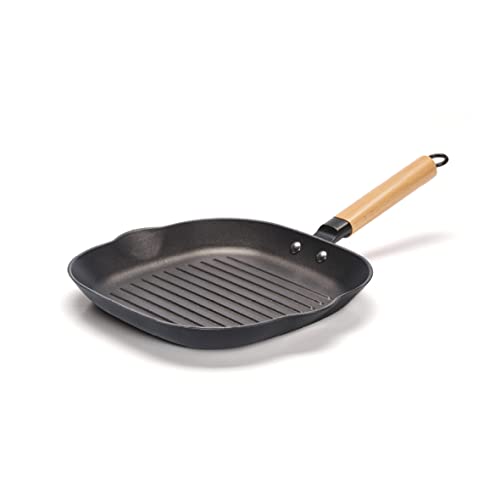 Qulinart by Brandt, Ultraleichte Gusseisenpfanne mit Antihaftbeschichtung in Wabenform (Grill - 28 cm) von Qulinart