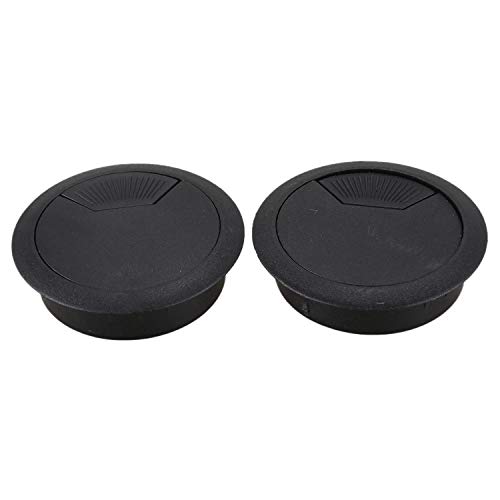2 Stück Kabelabdeckungen mit 50 mm Durchmesser für Kabelloch für Büro schwarz von Qwertfeet