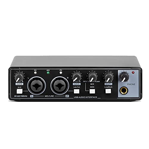 Qwertfeet 1 STK Soundkarte Studio Record USB Audio Professional 48V Phantom für Recording Schwarz von Qwertfeet