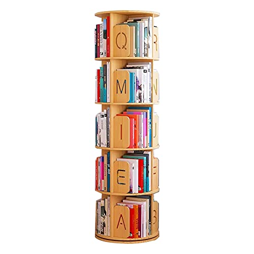RAAMAE Drehbares Bücherregal Kinder 360° Drehung，Metall-Schwenkgestell Massivholzplatte 3 Höhen Optional Drehbares Bücherregal，Holzfarbe (Size : 164cm) von RAAMAE