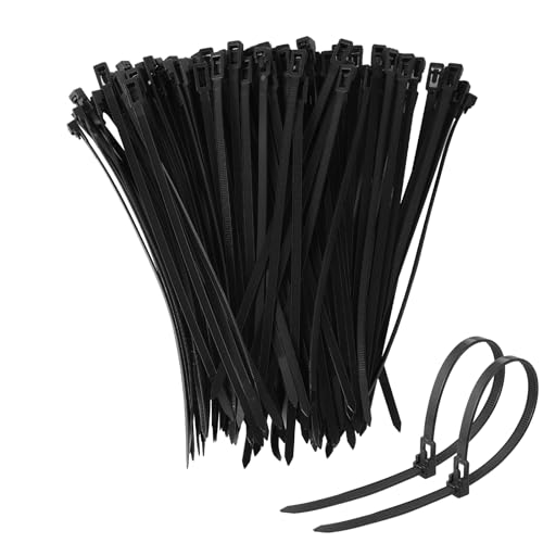 RAFIYU 200 Stück kabelbinder wiederverschließbar,5 x 200mm UV-beständig, lösbar und wiederverwendbar Halter für Kabelbinden in schwarz,Chemische resistenz set (Black) von RAFIYU