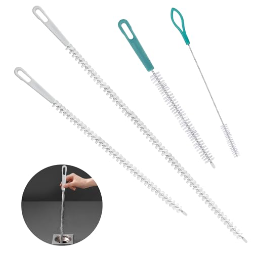 RAFIYU 4 Stück Reinigungsbürste Set für Abwasserkanäle, Flexible Abflussbürste Haare Entferner Drain Reinigungsbürste für Badezimmer,Küchen（20,21,45,70cm Vier Längen） von RAFIYU