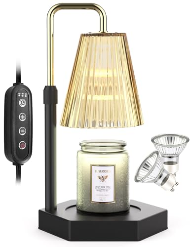 Kerzenwärmer Lampe mit Timer und Dimmer einstellbare Höhe, elektrische Kerzenlampen Wärmer Holzsockel für Glas Kerzen, Home Decor Geschenke für Mama Frauen von RAINBEAN